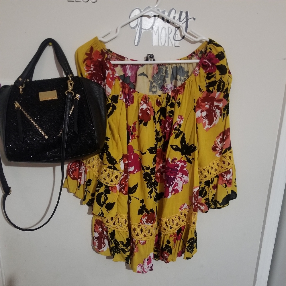 Off shoulder bell sleeved blouse